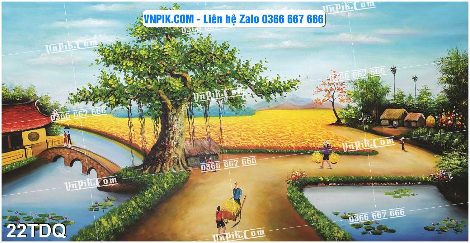 File Vector Tranh làng quê Việt nam mã file 22TDQ