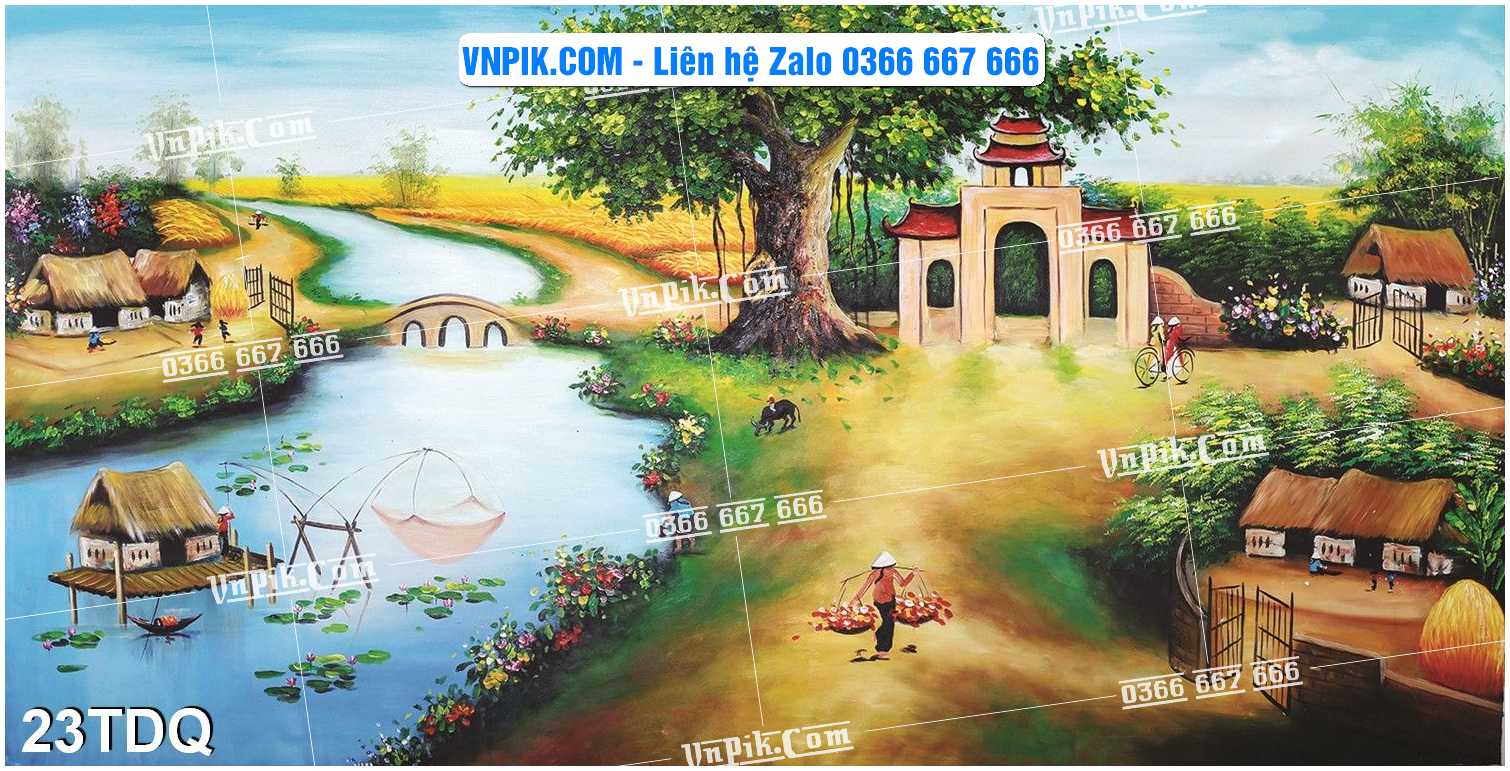 File Vector Tranh làng quê Việt nam mã file 23TDQ