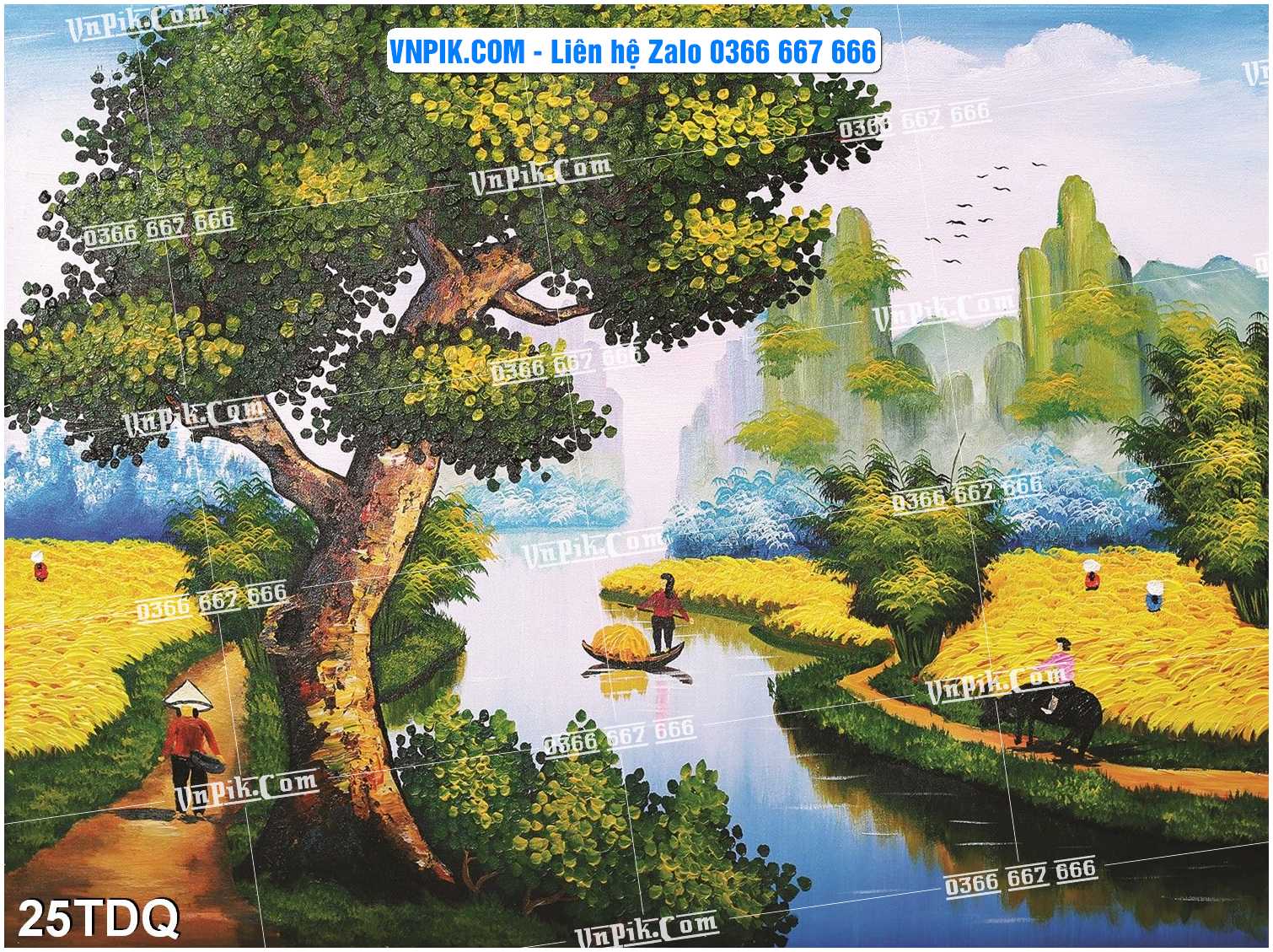 File Vector Tranh làng quê Việt nam mã file 25TDQ