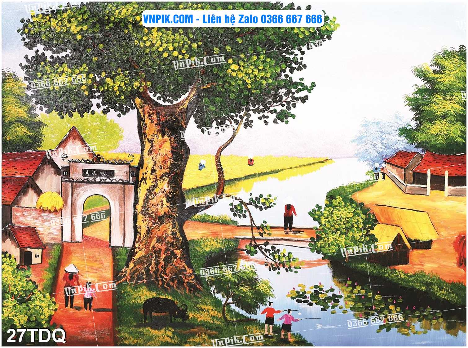 File Vector Tranh làng quê Việt nam mã file 27TDQ