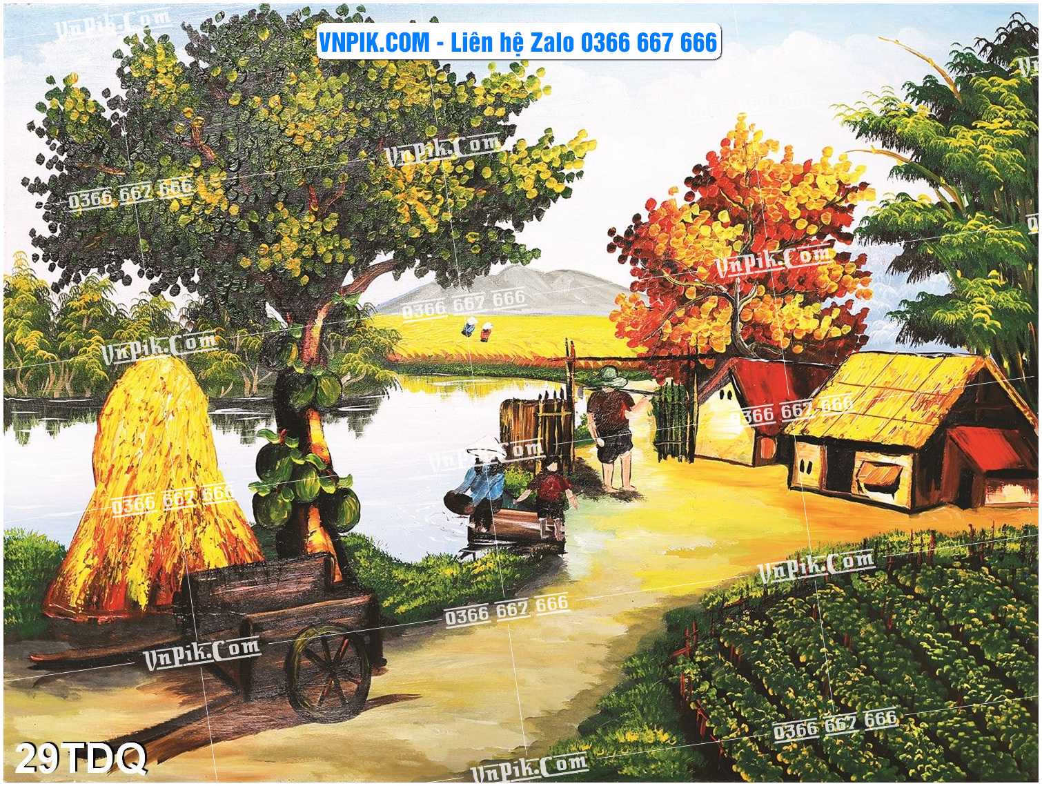 File Vector Tranh làng quê Việt nam mã file 29TDQ