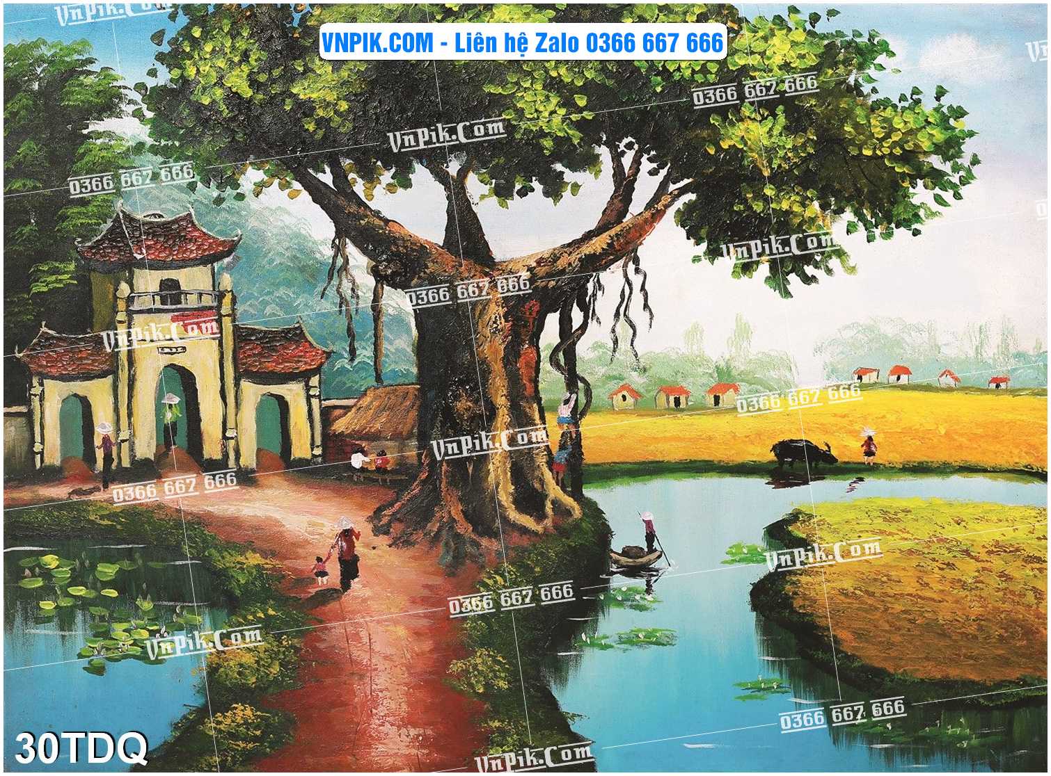 File Vector Tranh làng quê Việt nam mã file 30TDQ
