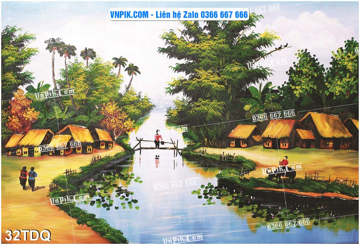 File Vector Tranh làng quê Việt nam mã file 32TDQ