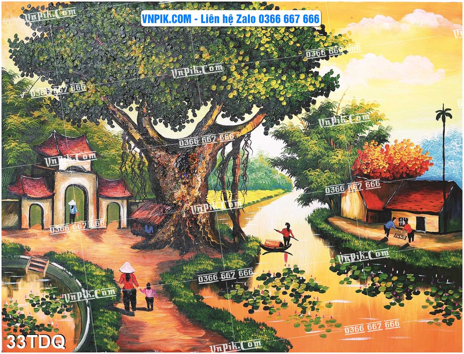 File Vector Tranh làng quê Việt nam mã file 33TDQ
