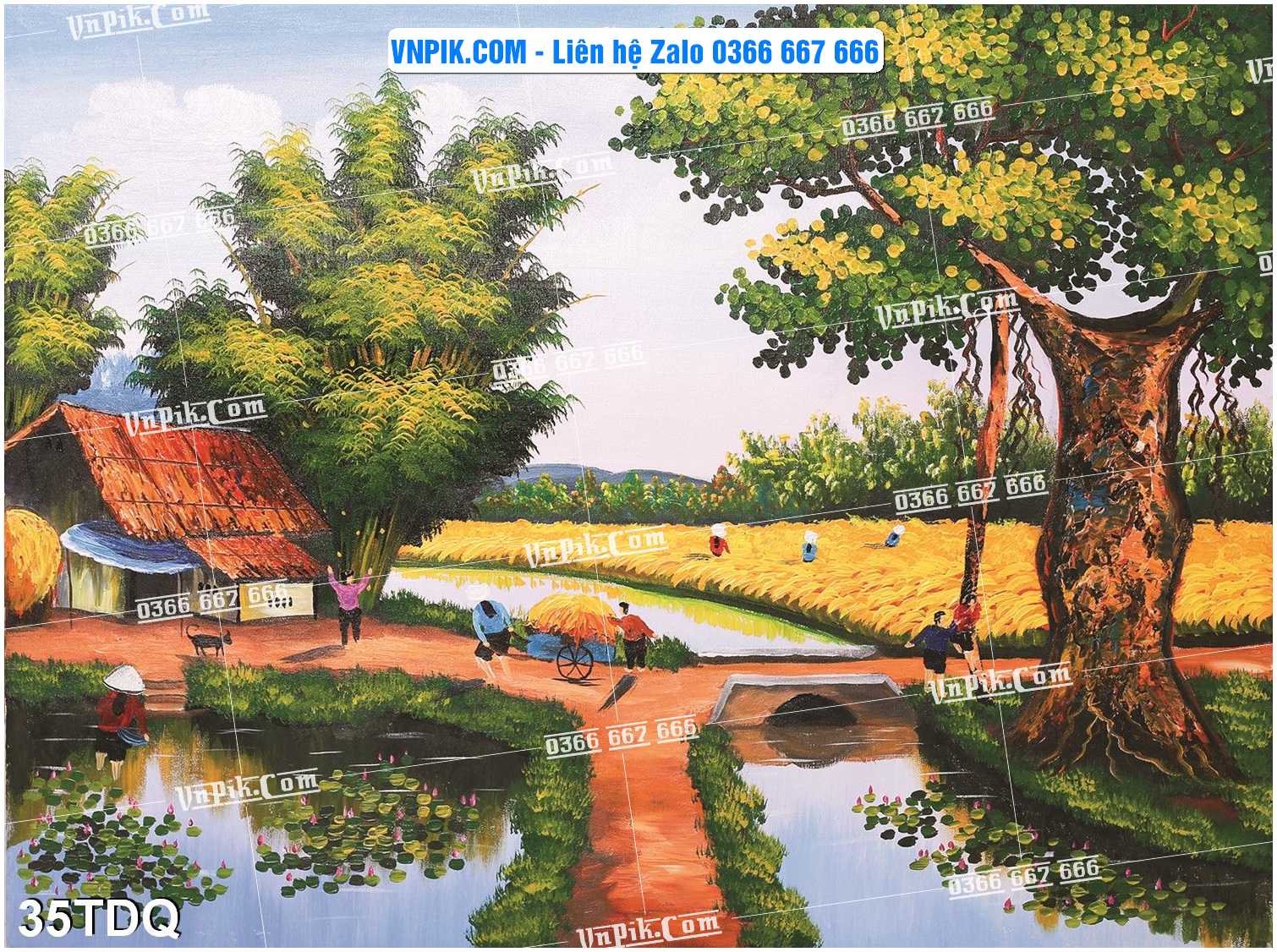File Vector Tranh làng quê Việt nam mã file 35TDQ