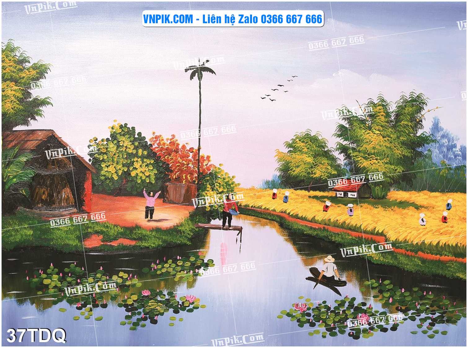File Vector Tranh làng quê Việt nam mã file 37TDQ