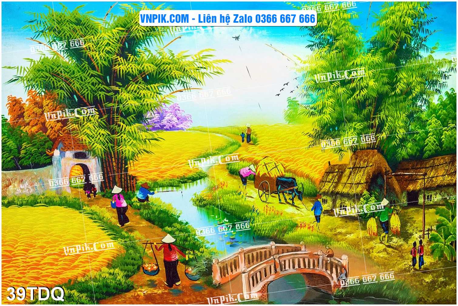 File Vector Tranh làng quê Việt nam mã file 39TDQ