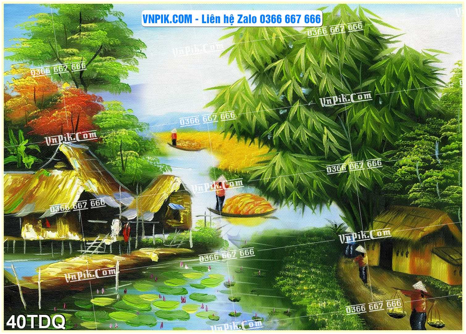 File Vector Tranh làng quê Việt nam mã file 40TDQ