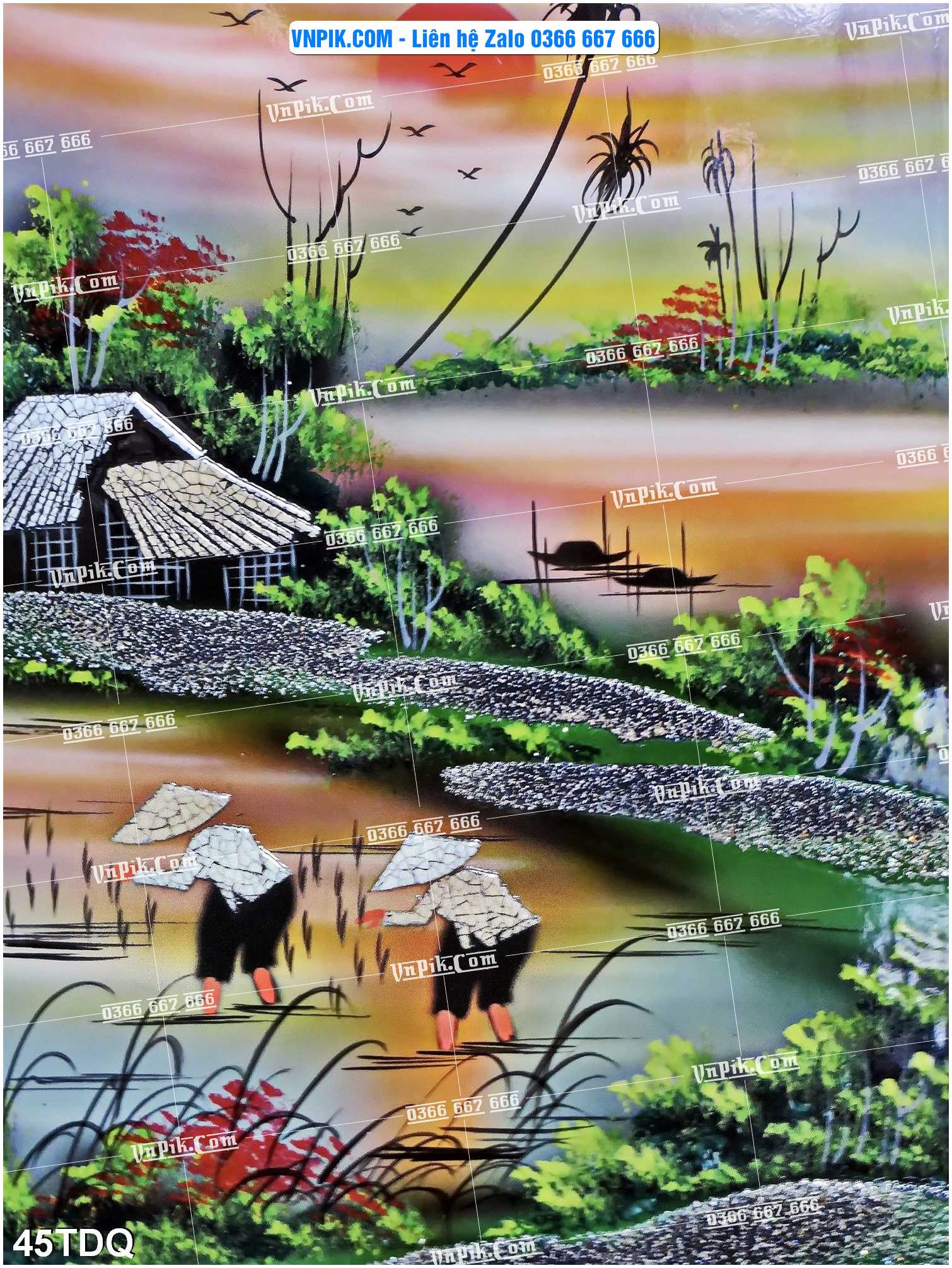 File Vector Tranh làng quê Việt nam mã file 45TDQ