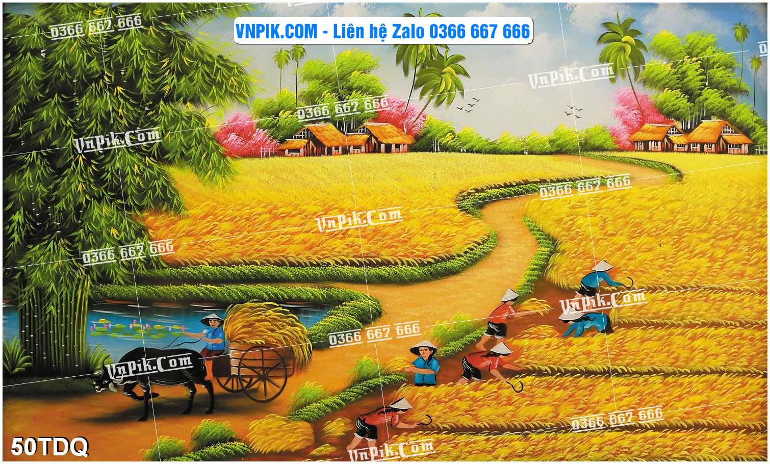 File Vector Tranh làng quê Việt nam mã file 50TDQ