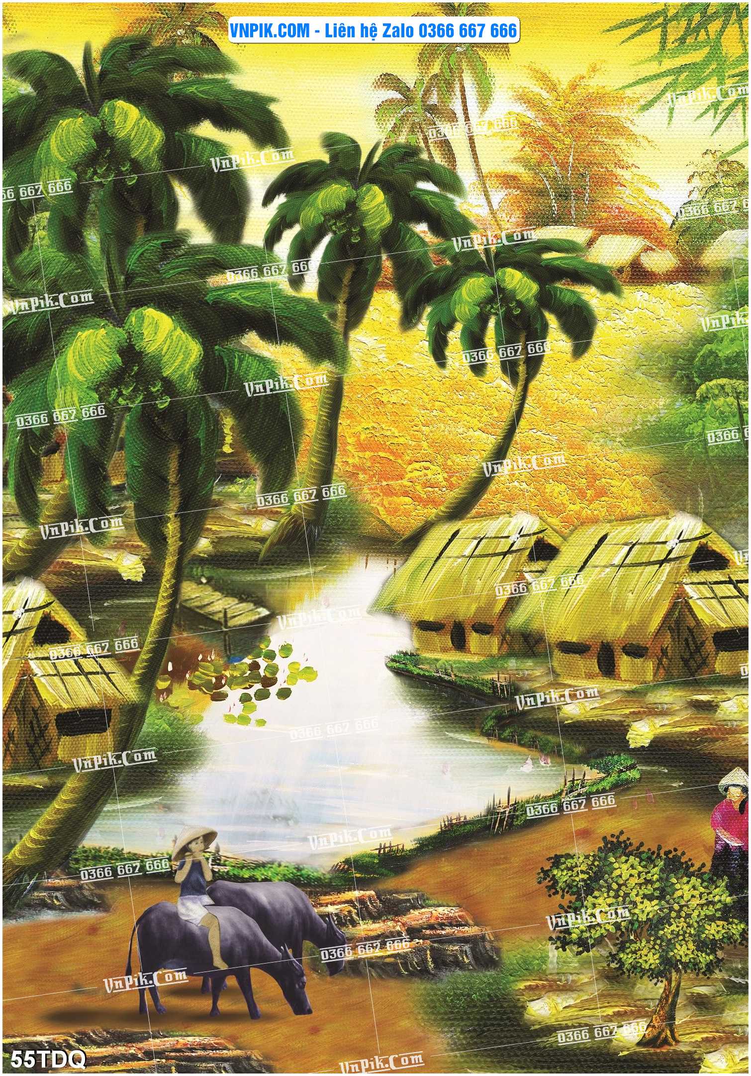 File Vector Tranh làng quê Việt nam mã file 55TDQ