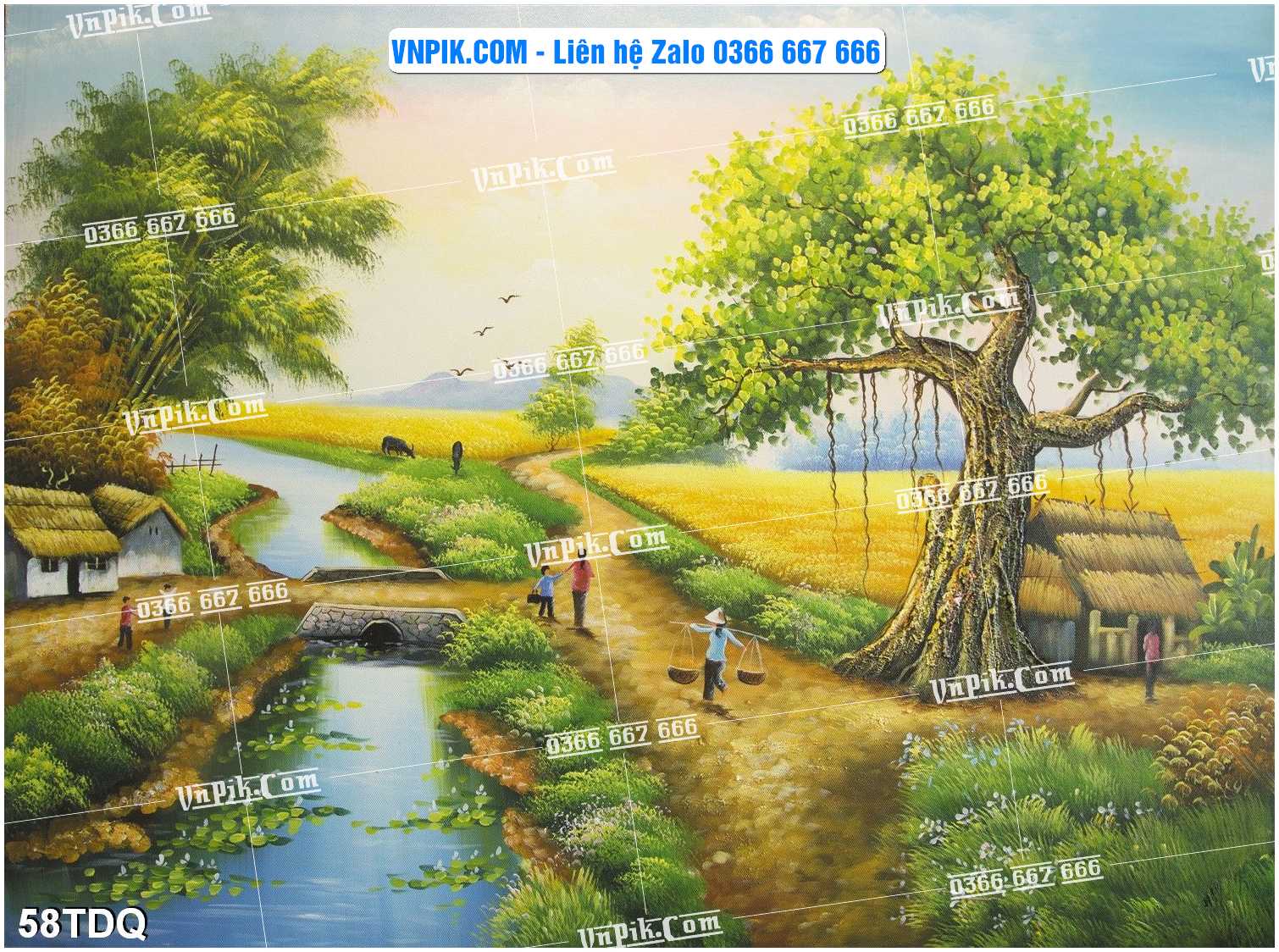 File Vector Tranh làng quê Việt nam mã file 58TDQ