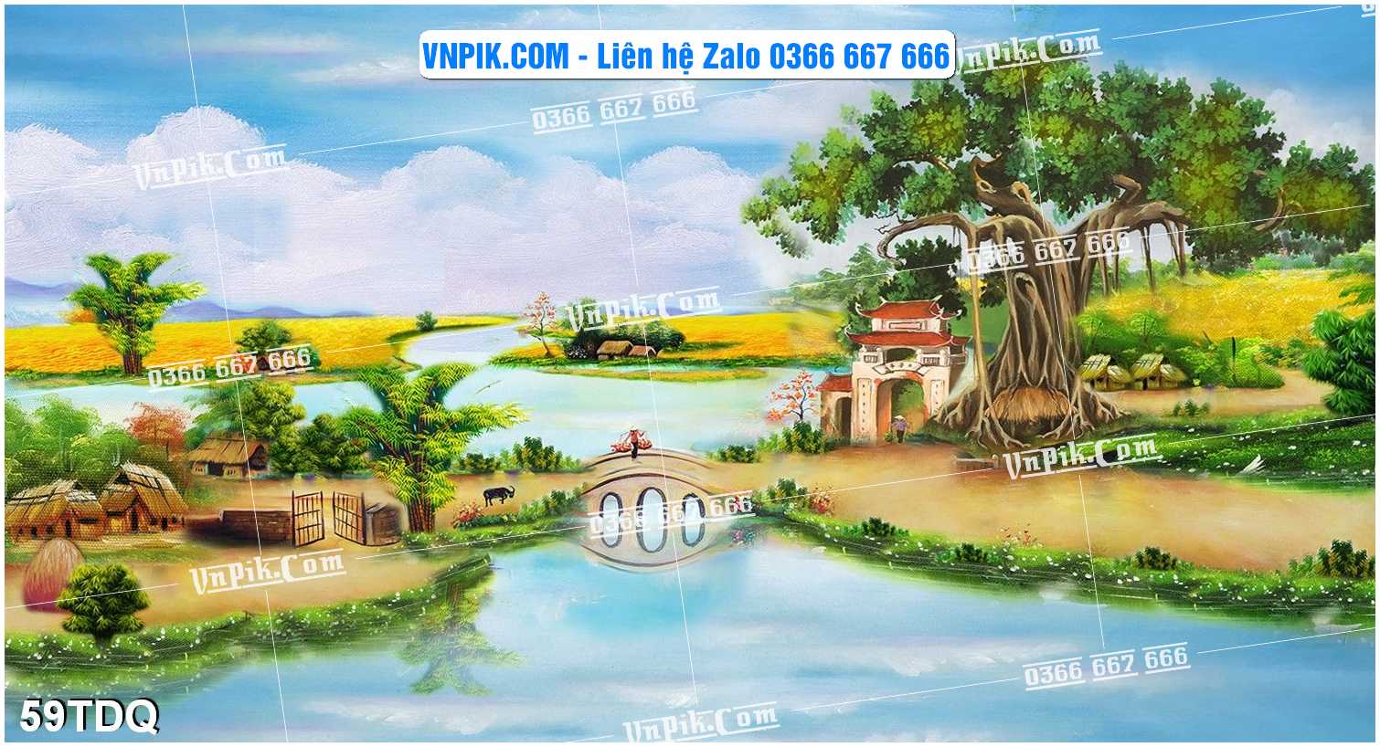 File Vector Tranh làng quê Việt nam mã file 59TDQ