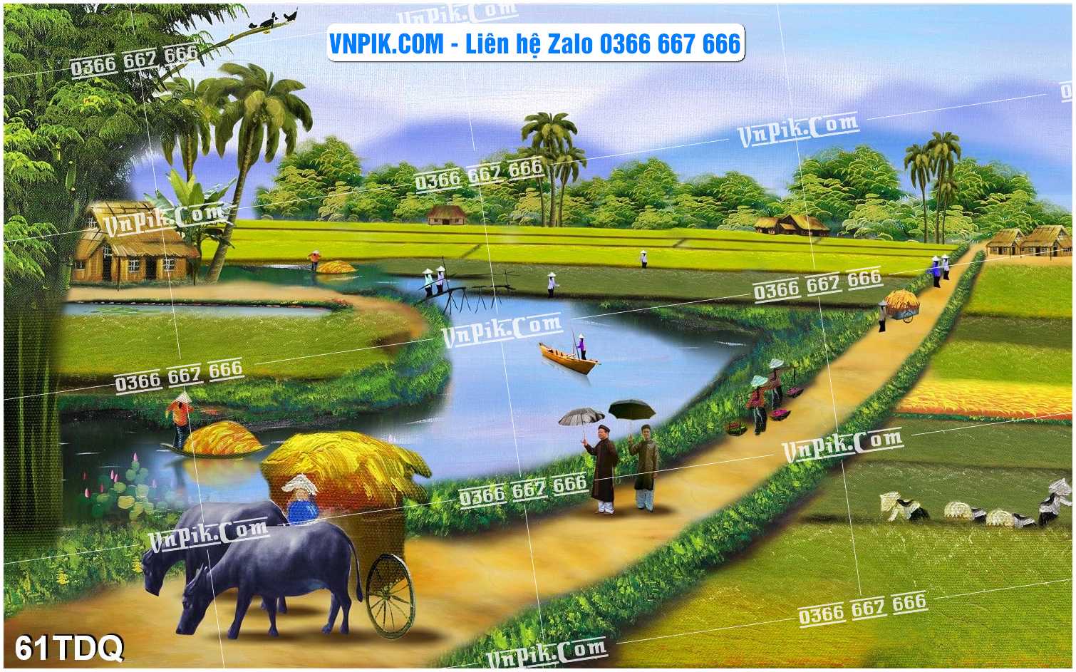 File Vector Tranh làng quê Việt nam mã file 61TDQ