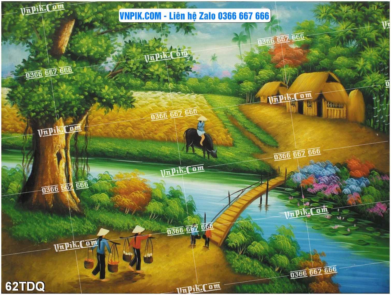 File Vector Tranh làng quê Việt nam mã file 62TDQ