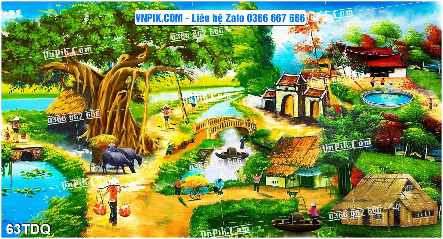 File Vector Tranh làng quê Việt nam mã file 63TDQ