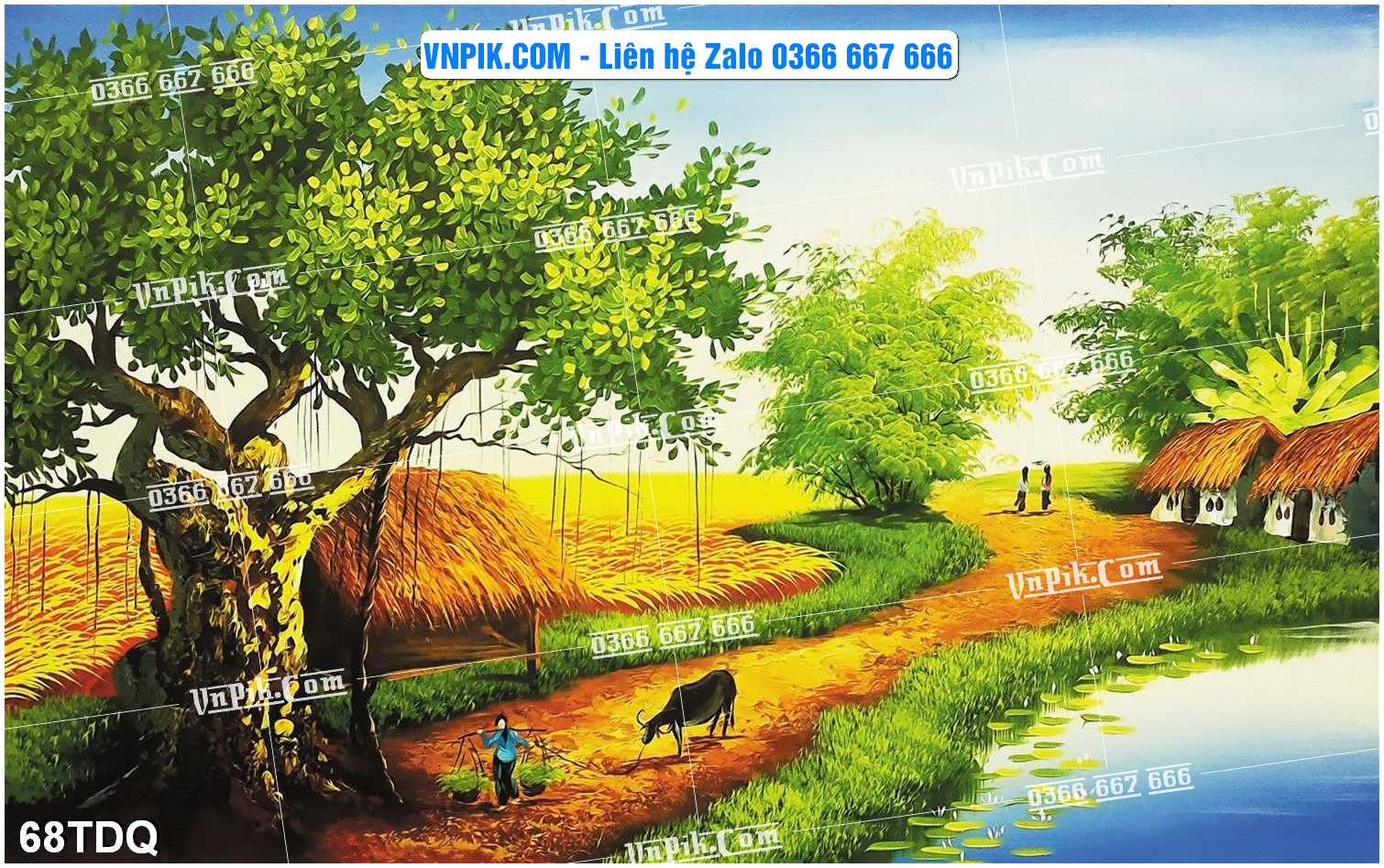 File Vector Tranh làng quê Việt nam mã file 68TDQ