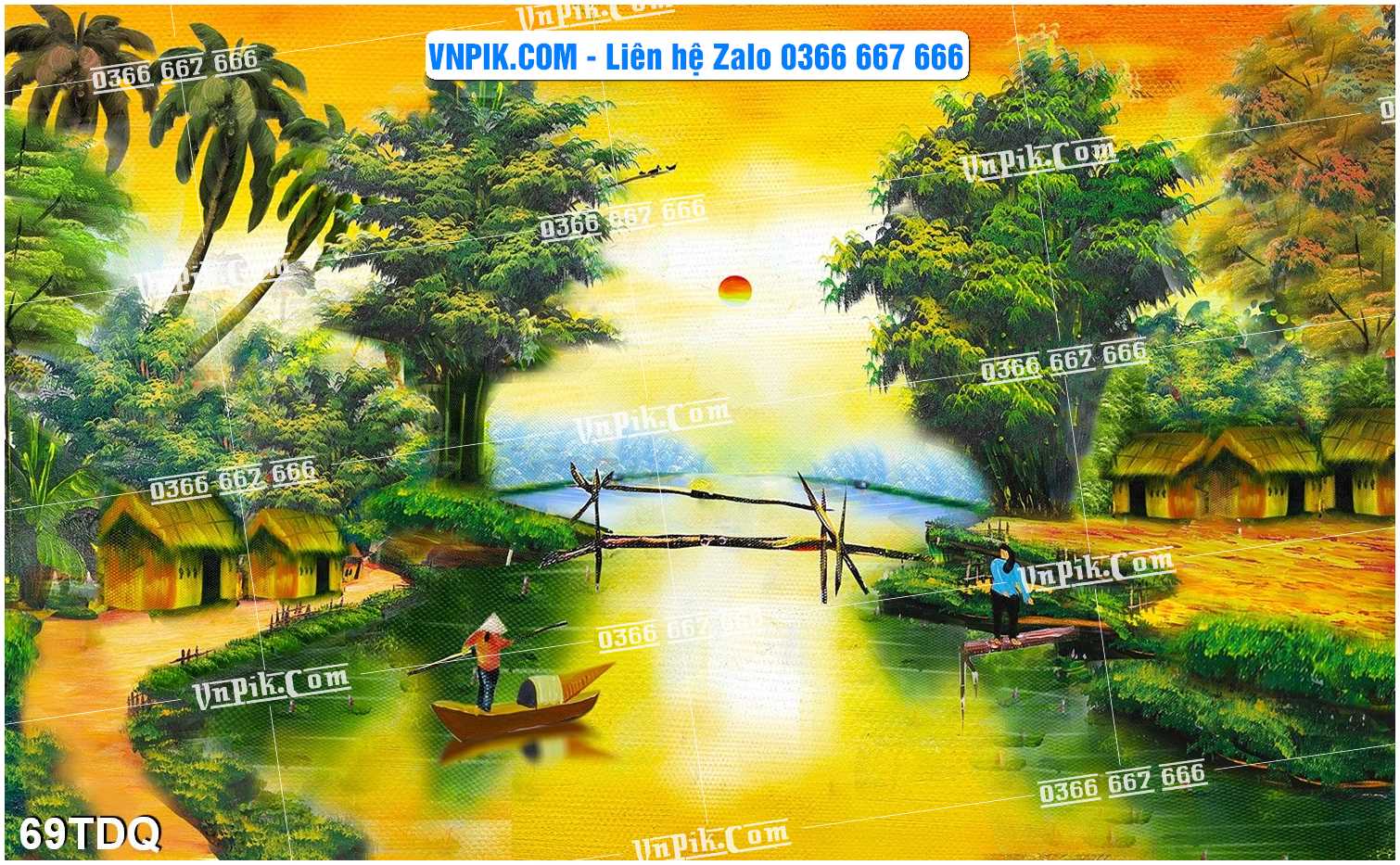 File Vector Tranh làng quê Việt nam mã file 69TDQ