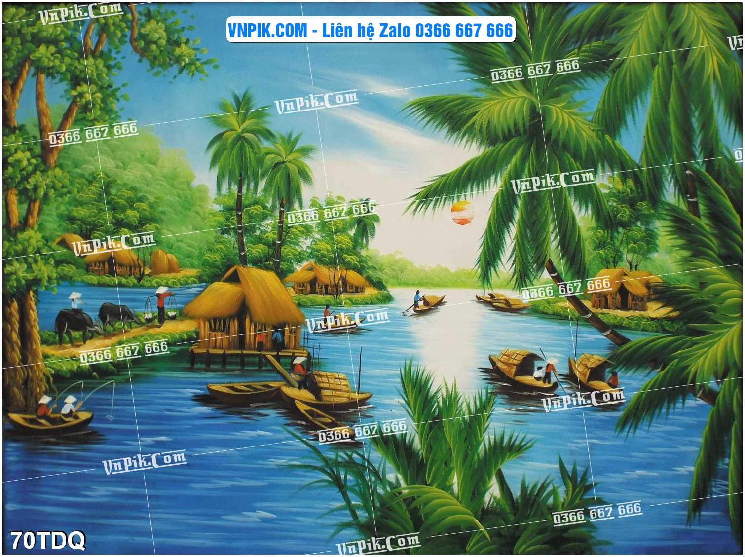 File Vector Tranh làng quê Việt nam mã file 70TDQ
