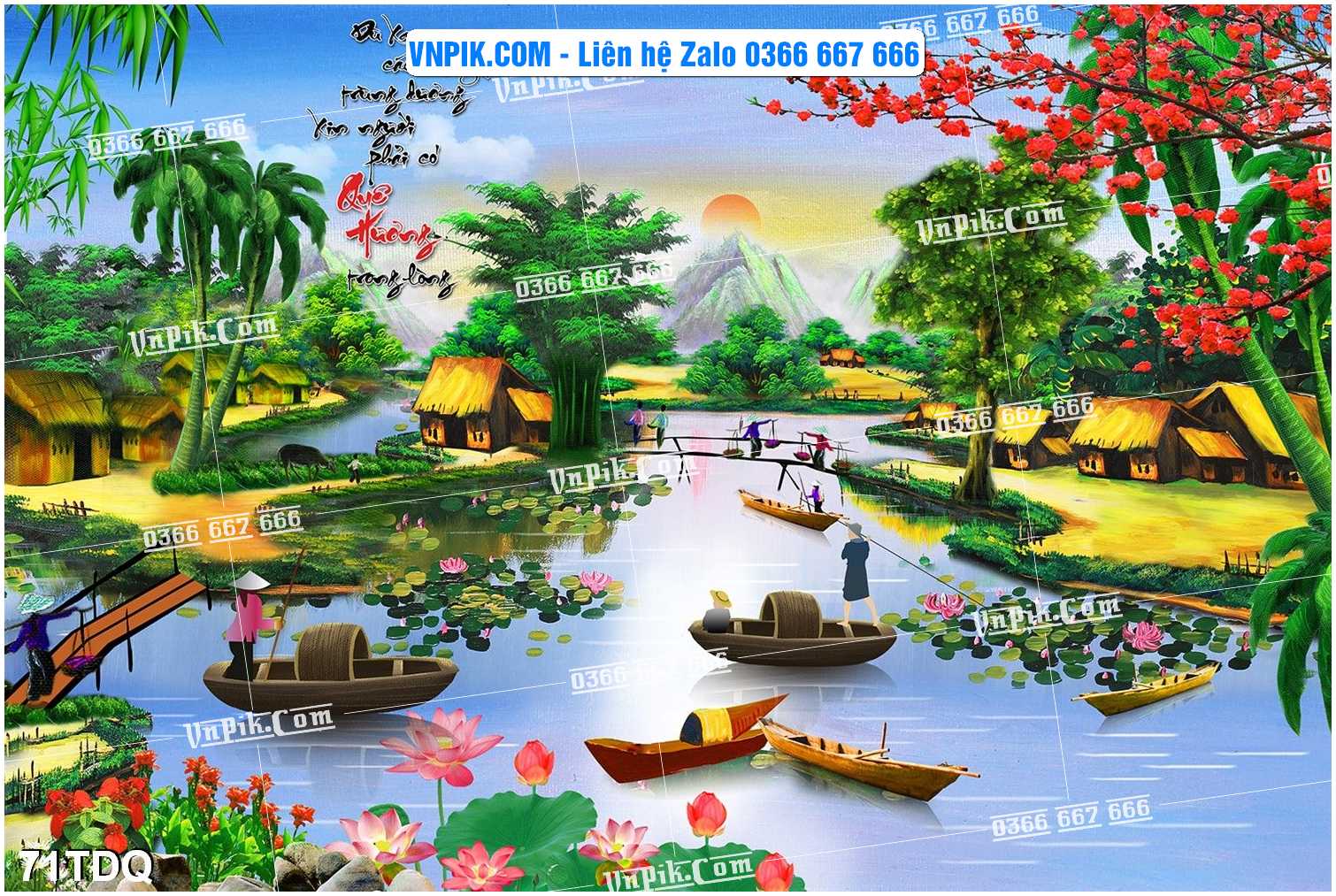 File Vector Tranh làng quê Việt nam mã file 71TDQ