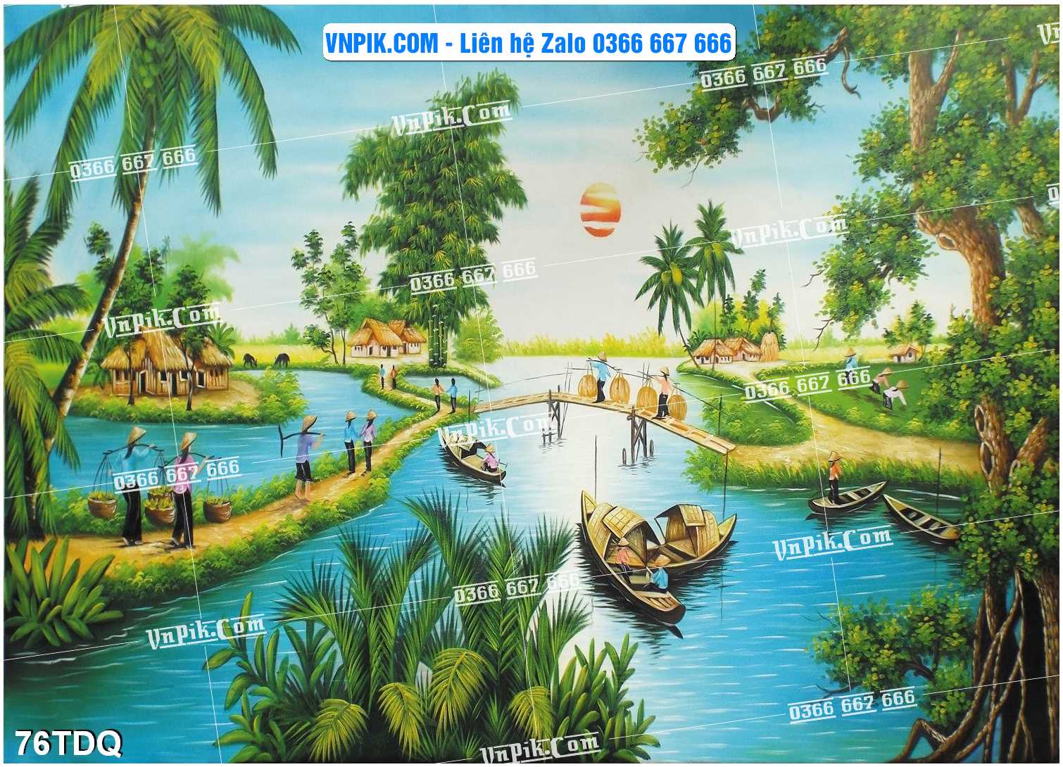 File Vector Tranh làng quê Việt nam mã file 76TDQ