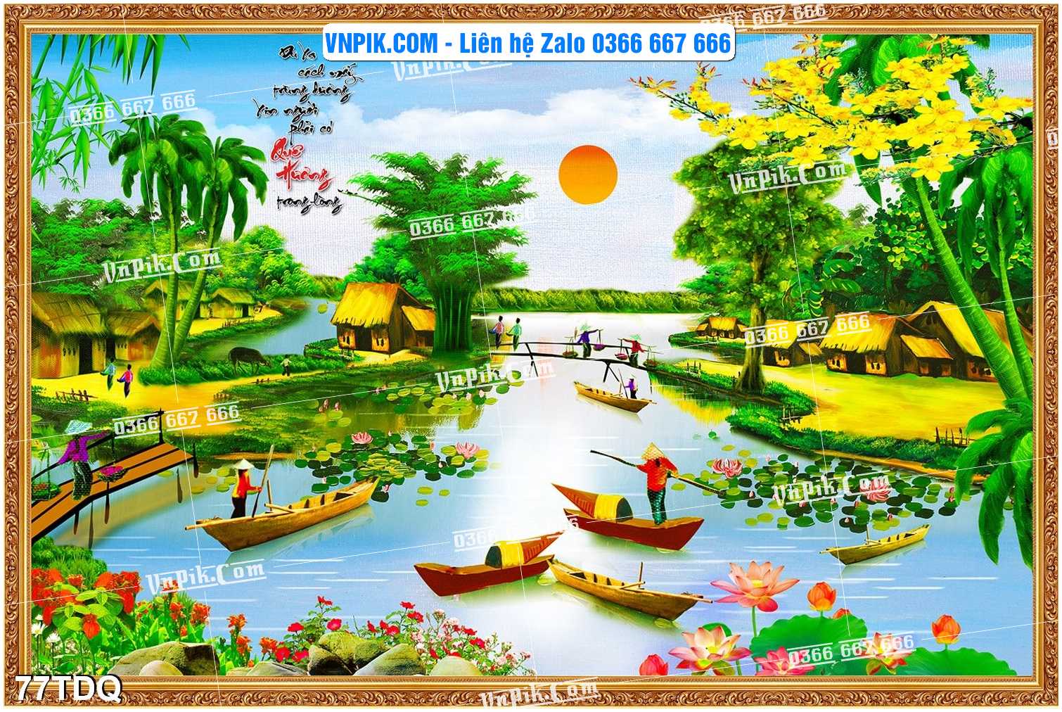 File Vector Tranh làng quê Việt nam mã file 77TDQ