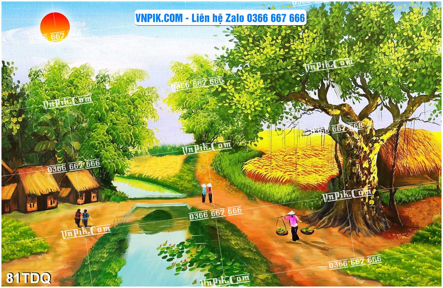 File Vector Tranh làng quê Việt nam mã file 81TDQ