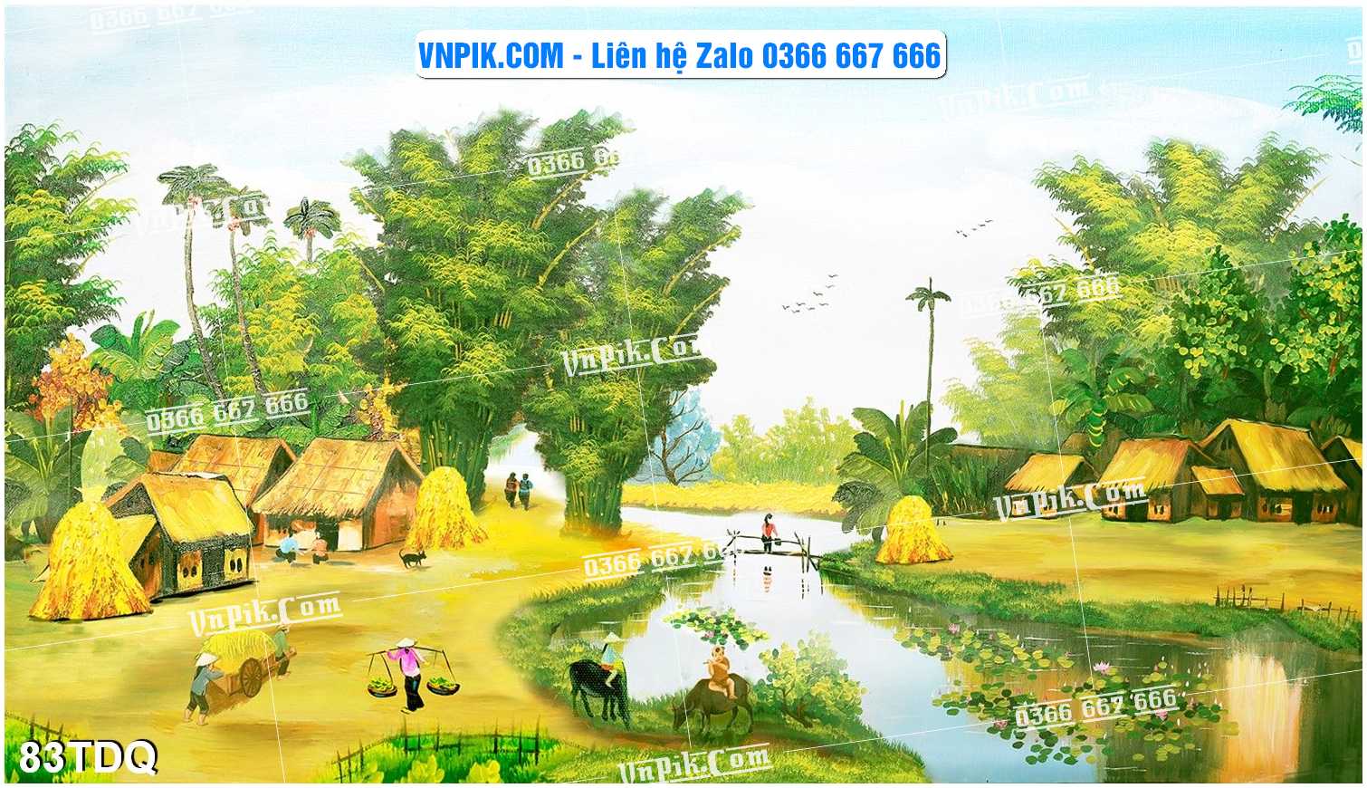 File Vector Tranh làng quê Việt nam mã file 83TDQ