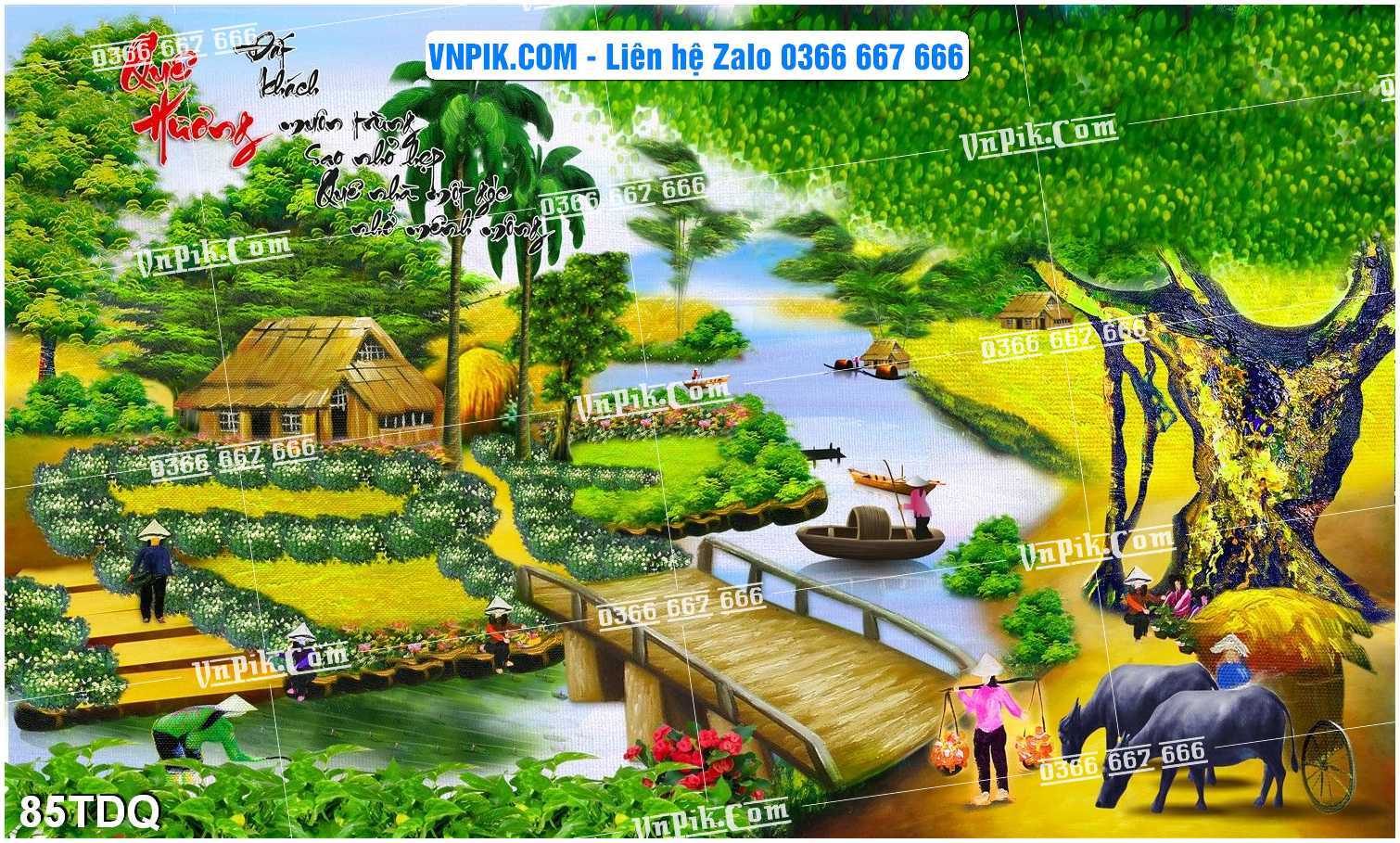 File Vector Tranh làng quê Việt nam mã file 85TDQ