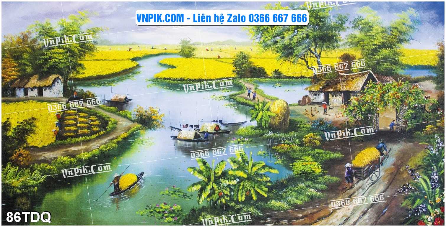File Vector Tranh làng quê Việt nam mã file 86TDQ