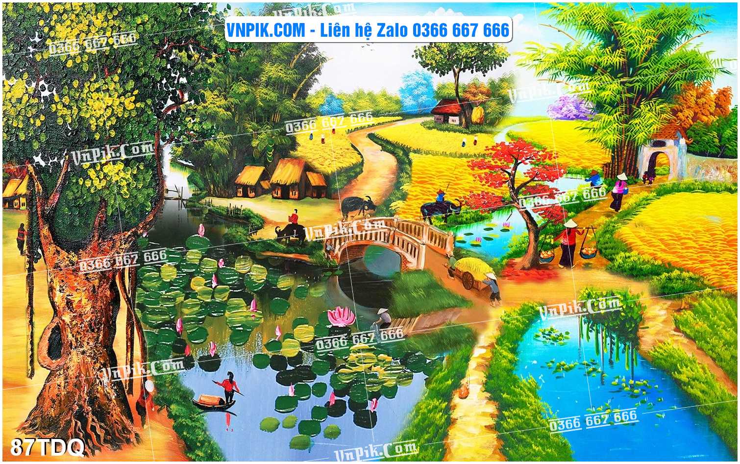 File Vector Tranh làng quê Việt nam mã file 87TDQ