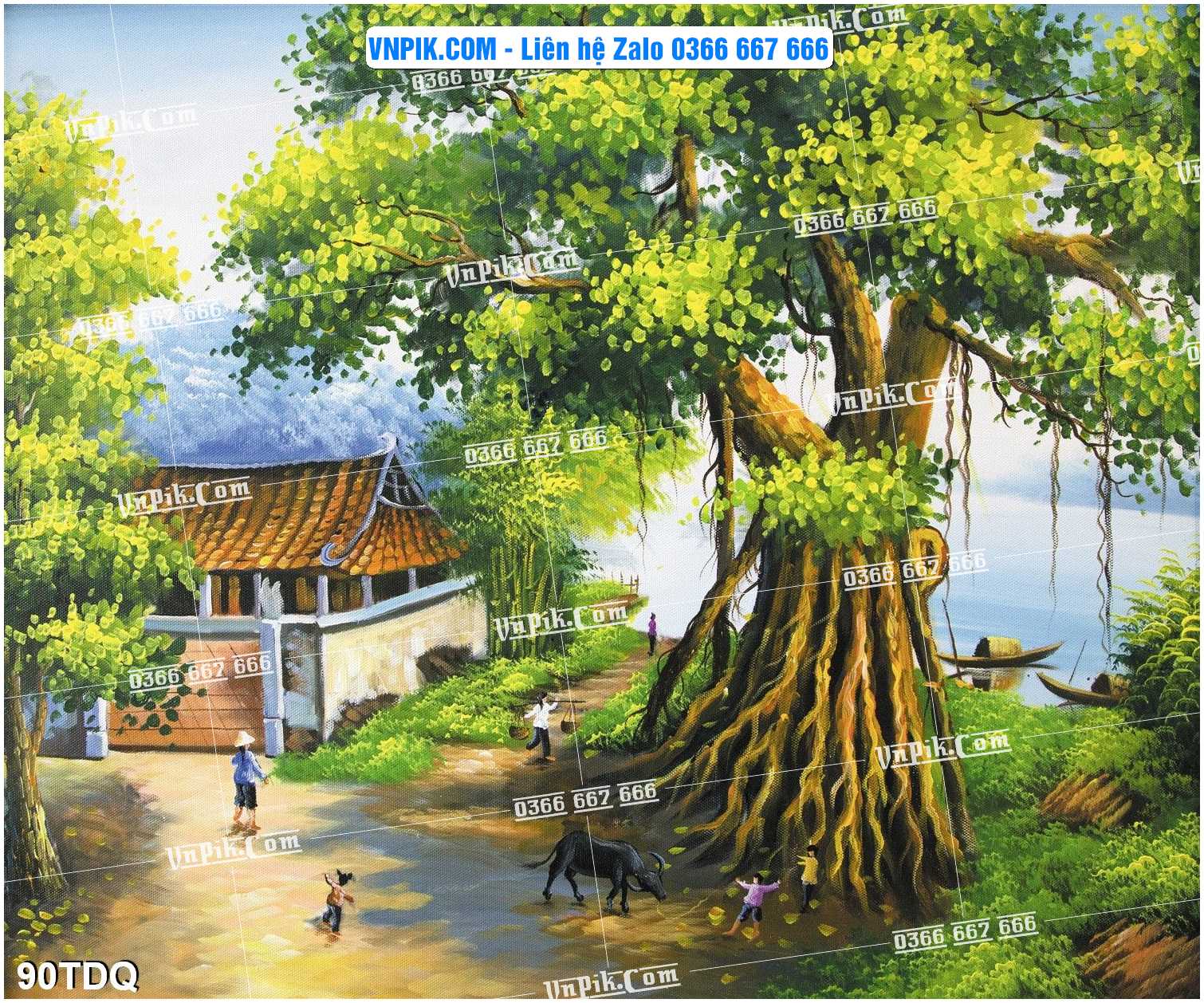 File Vector Tranh làng quê Việt nam mã file 90TDQ