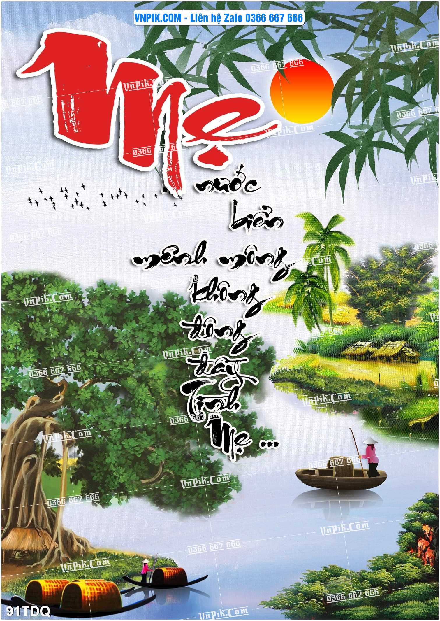 File Vector Tranh làng quê Việt nam mã file 91TDQ
