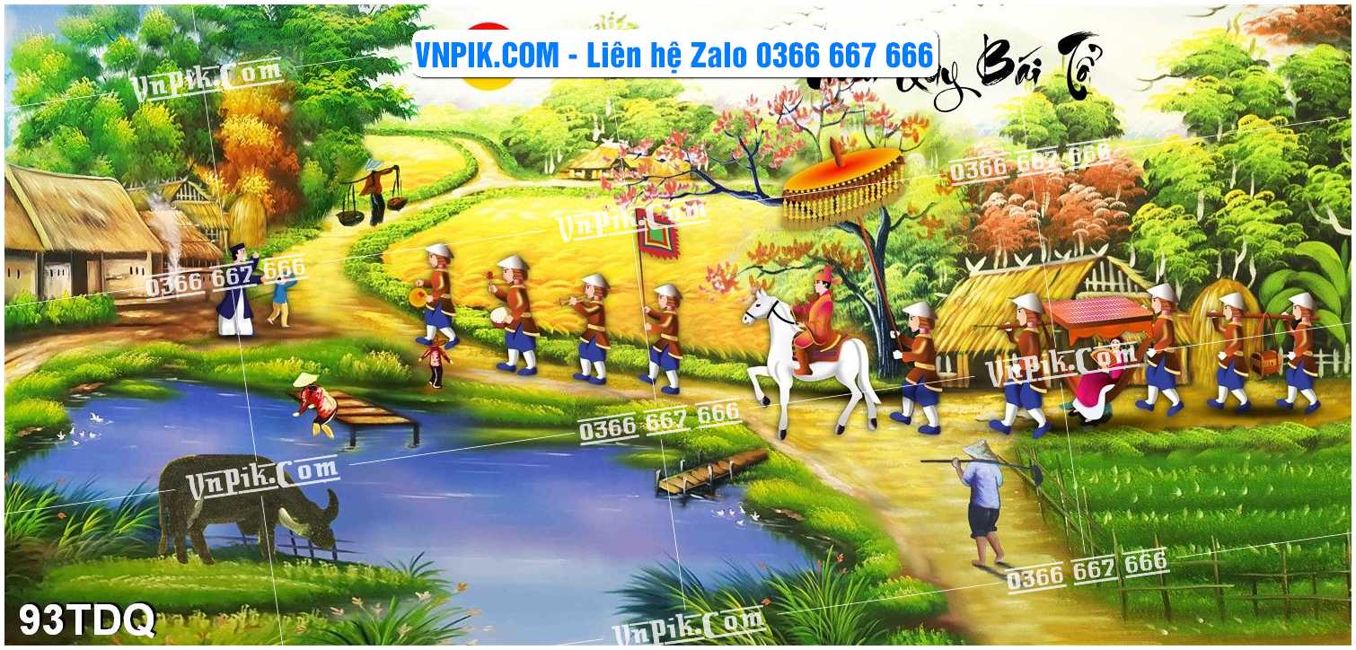 File Vector Tranh làng quê Việt nam mã file 93TDQ