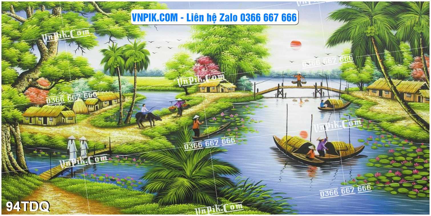 File Vector Tranh làng quê Việt nam mã file 94TDQ