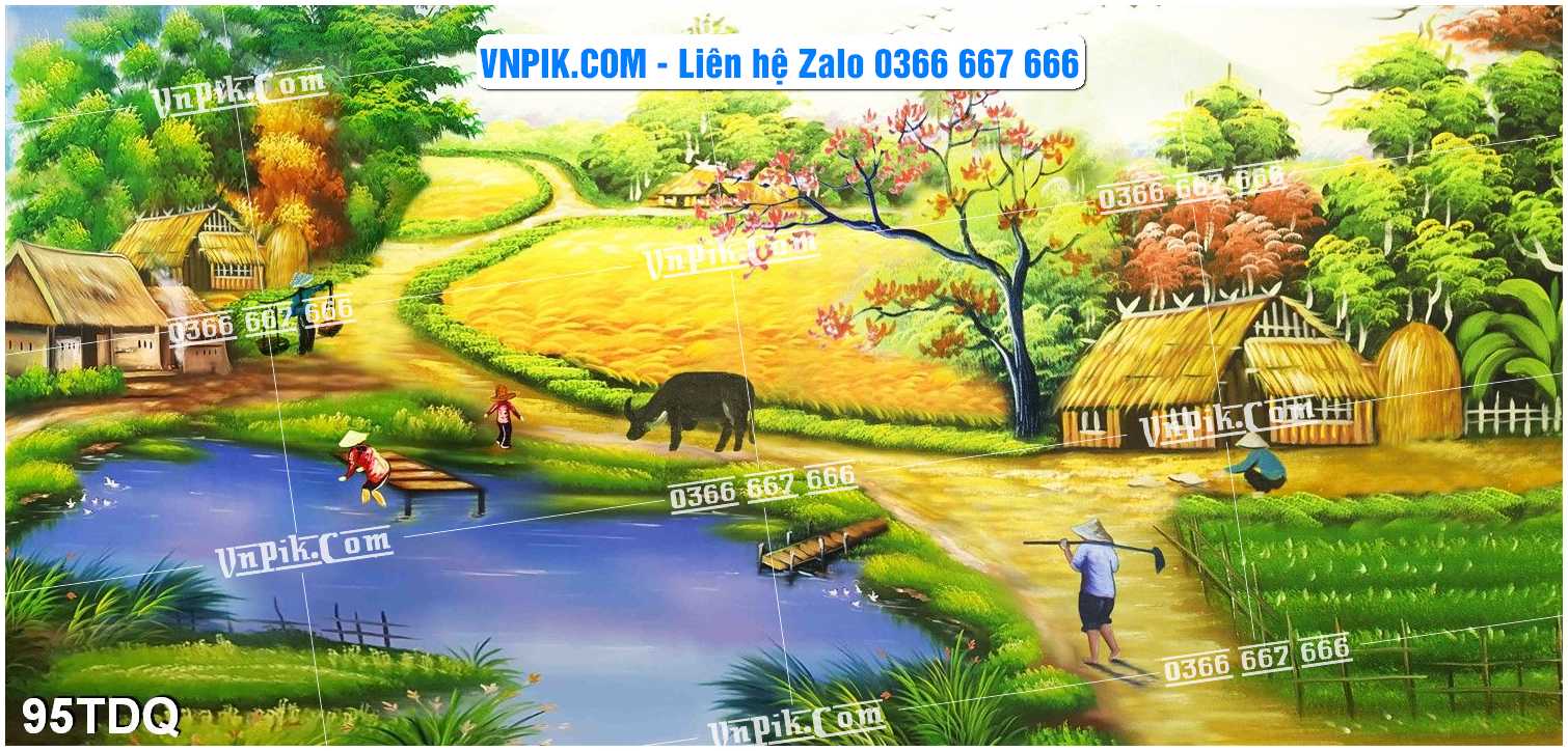 File Vector Tranh làng quê Việt nam mã file 95TDQ