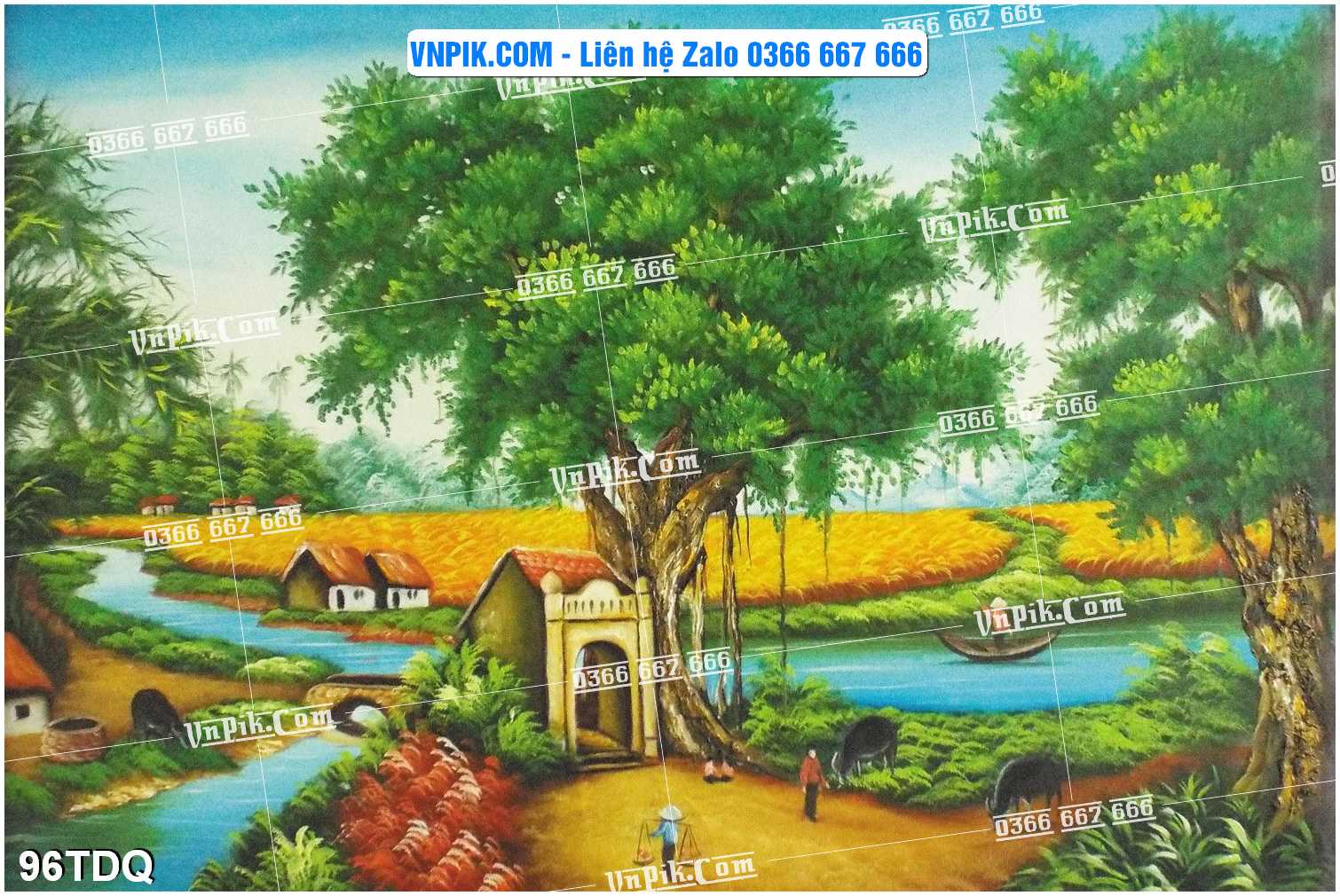 File Vector Tranh làng quê Việt nam mã file 96TDQ