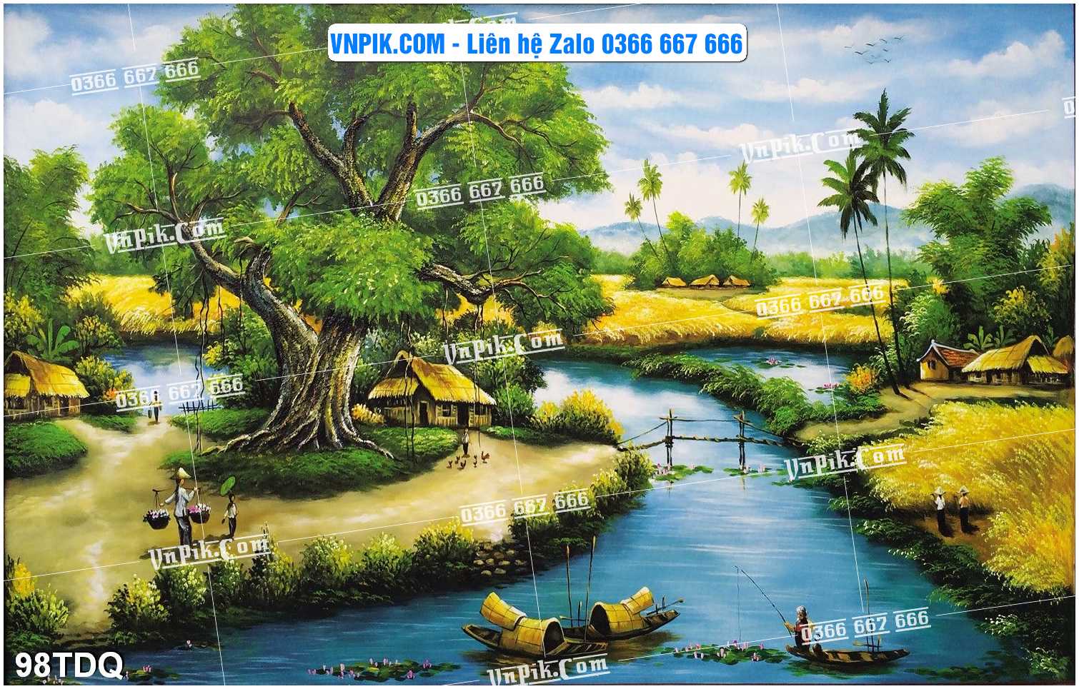 File Vector Tranh làng quê Việt nam mã file 98TDQ