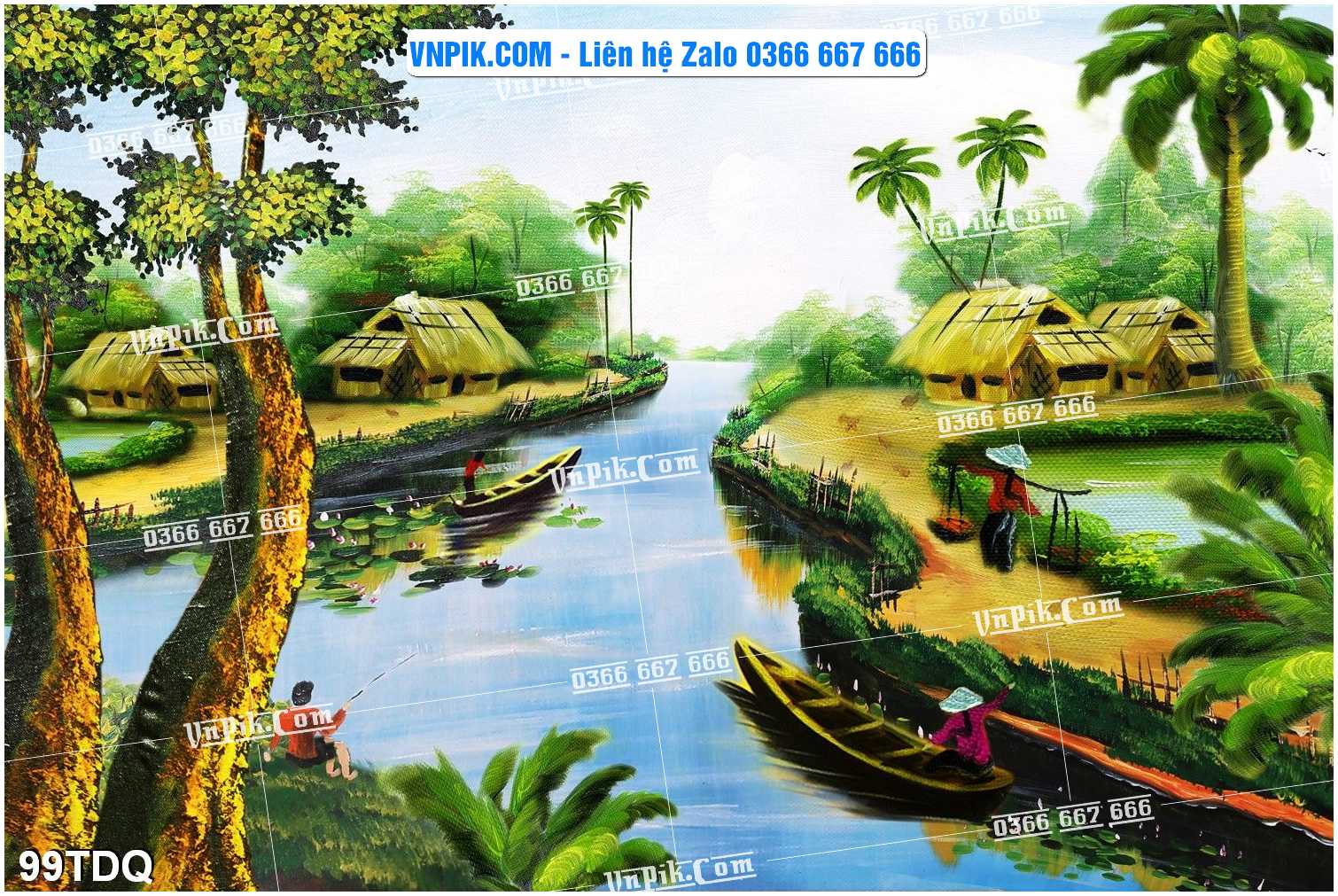 File Vector Tranh làng quê Việt nam mã file 99TDQ
