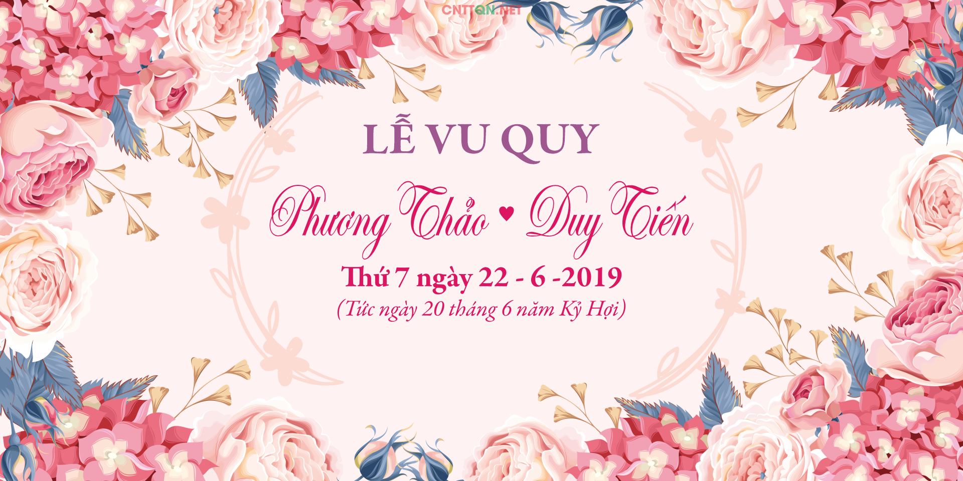 Mẫu market khung tên cưới lễ vu quy #3 file CDR