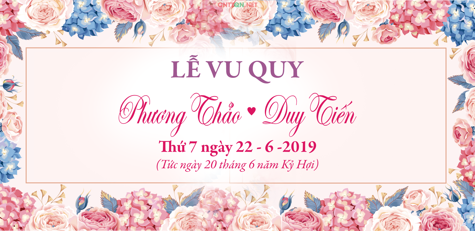 Mẫu market khung tên cưới lễ vu quy #6 file CDR