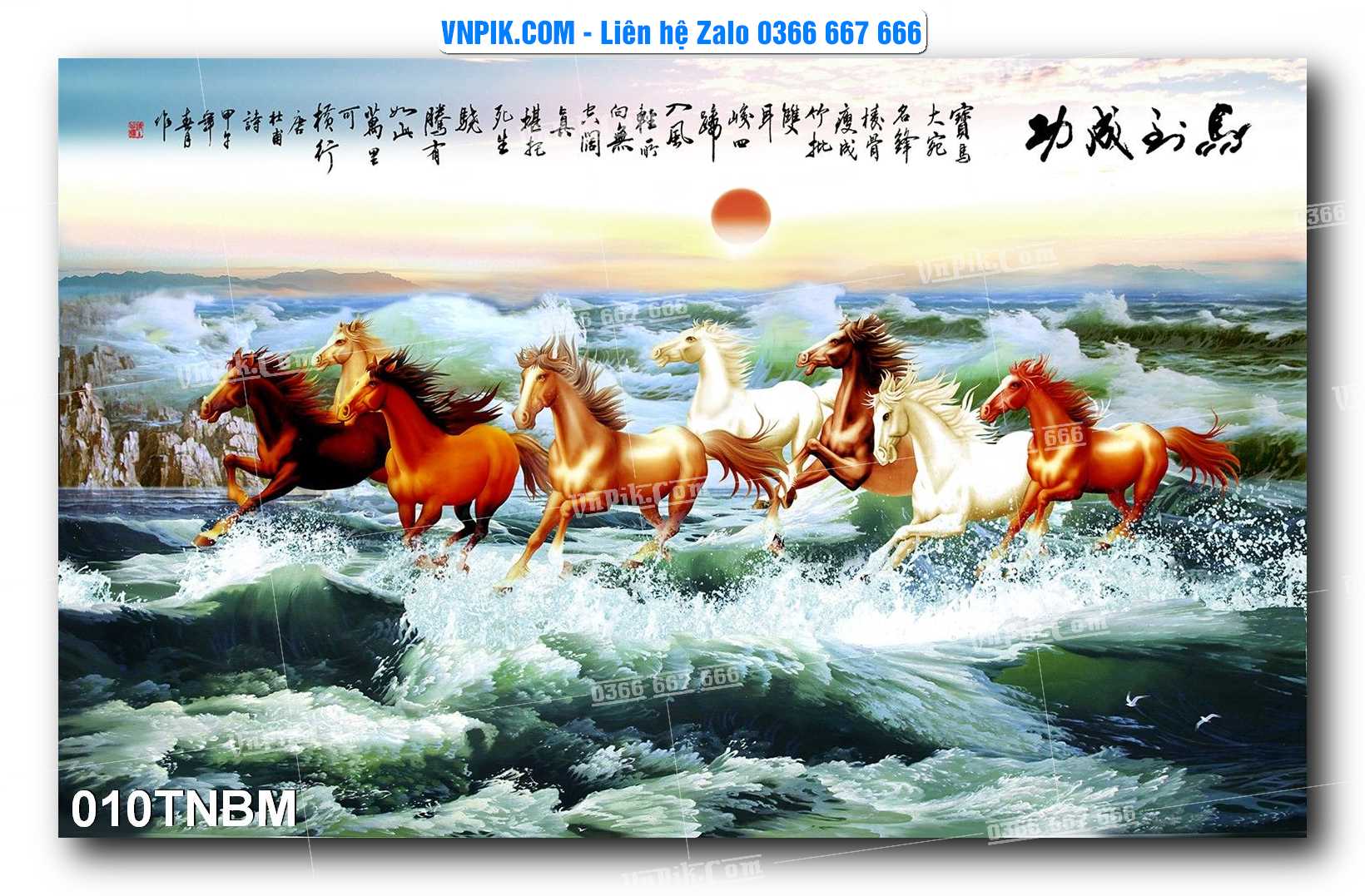 Tranh Ngựa Bát Mã – Mã Đáo Thành Công Mã File 010TNBM