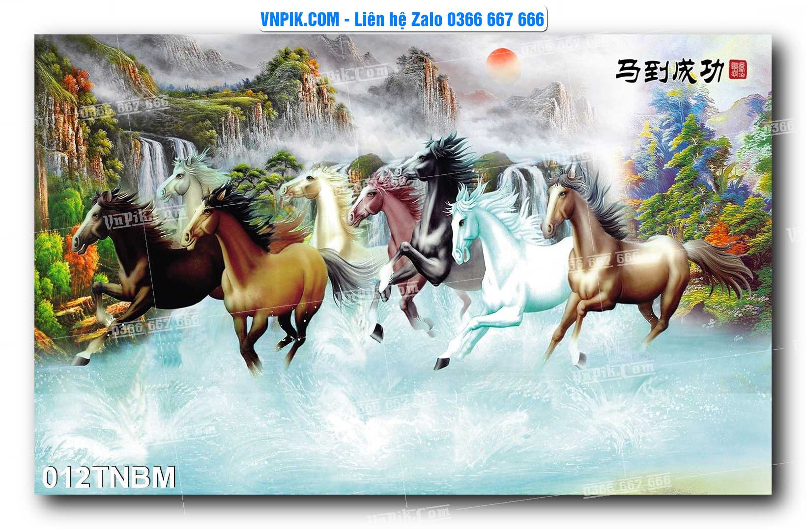 Tranh Ngựa Bát Mã – Mã Đáo Thành Công Mã File 012TNBM