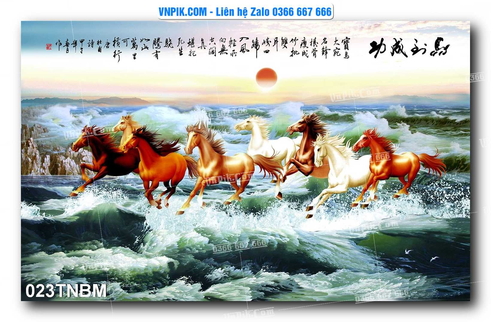 Tranh Ngựa Bát Mã – Mã Đáo Thành Công Mã File 023TNBM