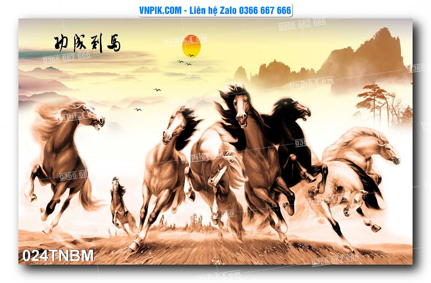 Tranh Ngựa Bát Mã – Mã Đáo Thành Công Mã File 024TNBM