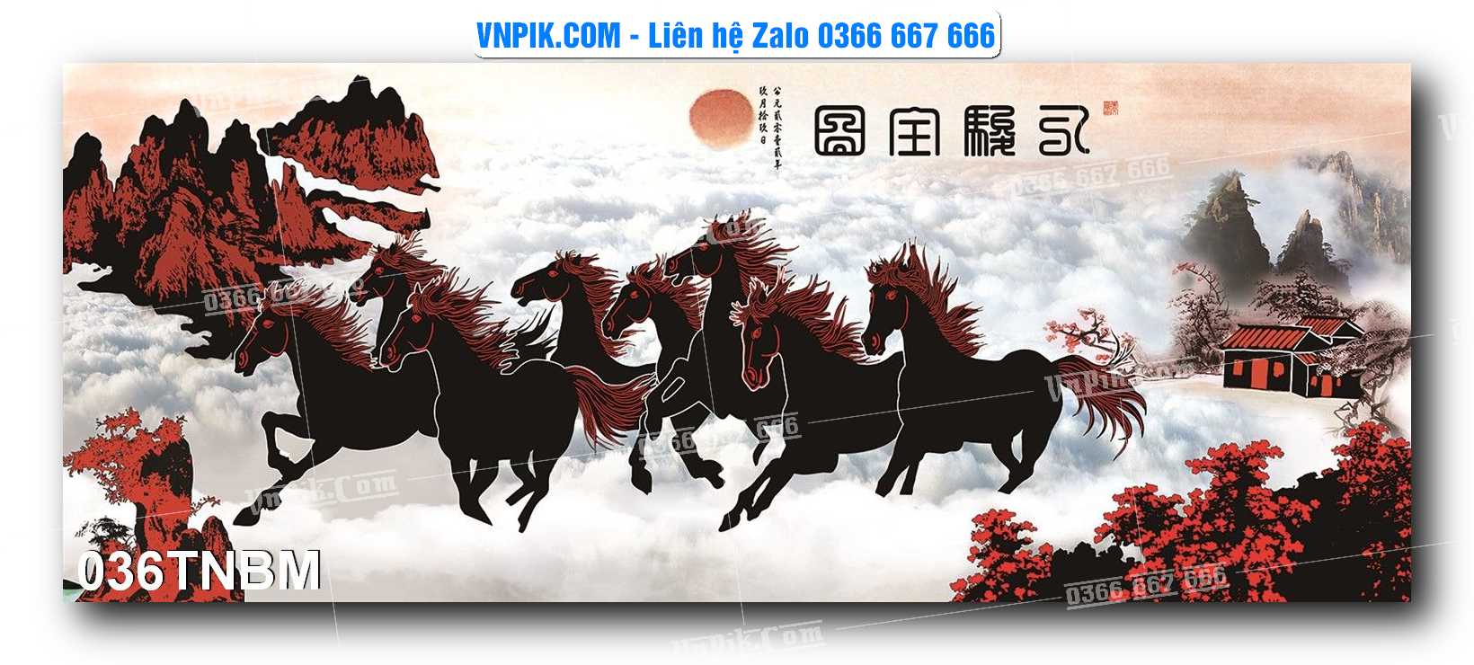 Tranh Ngựa Bát Mã – Mã Đáo Thành Công Mã File 036TNBM