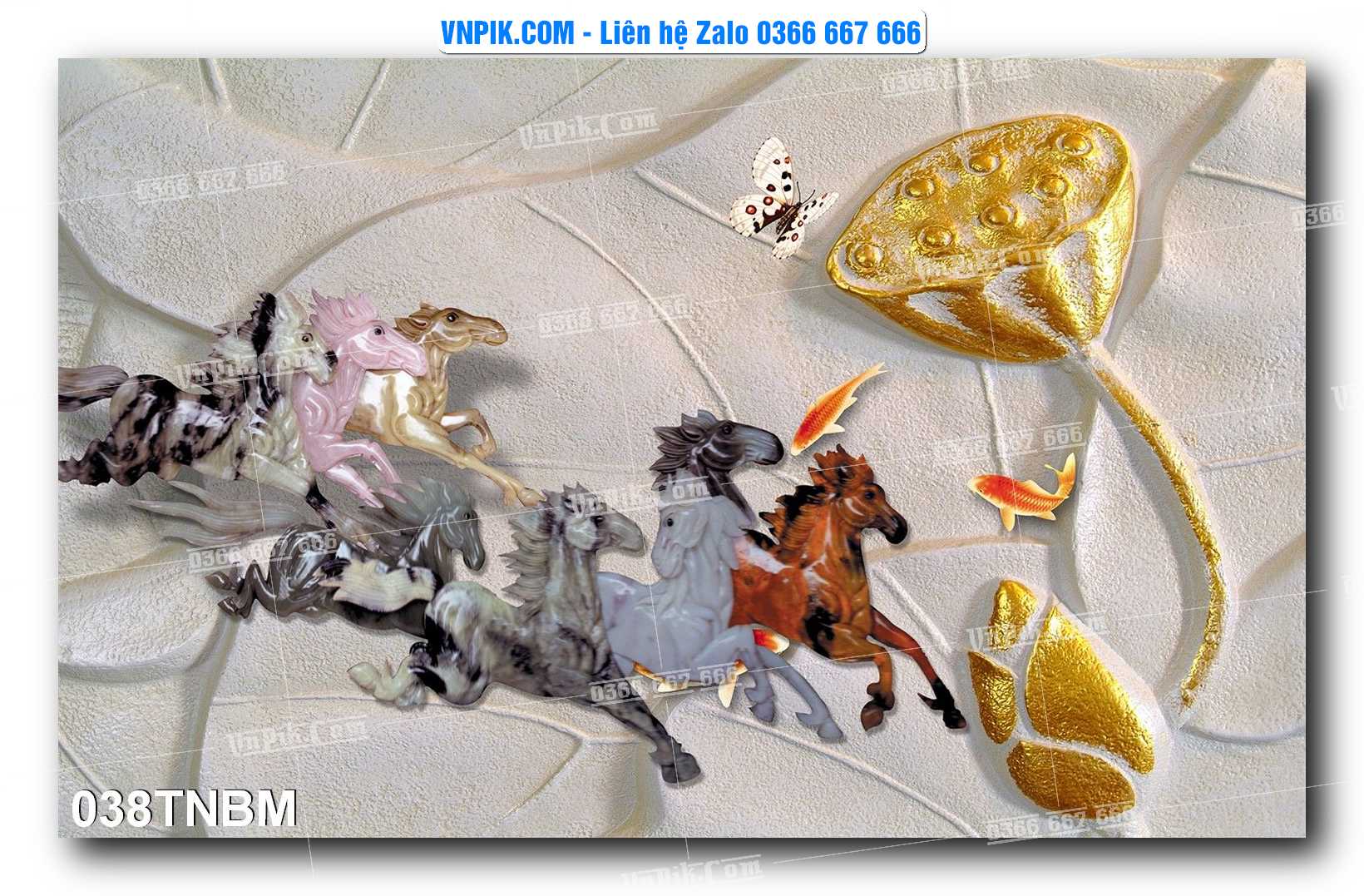 Tranh Ngựa Bát Mã – Mã Đáo Thành Công Mã File 038TNBM