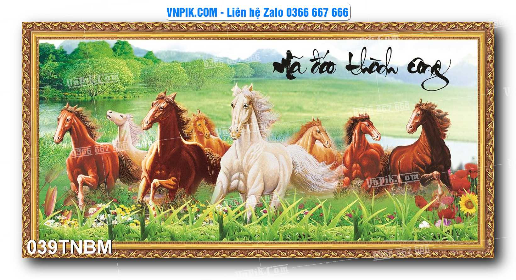 Tranh Ngựa Bát Mã – Mã Đáo Thành Công Mã File 039TNBM