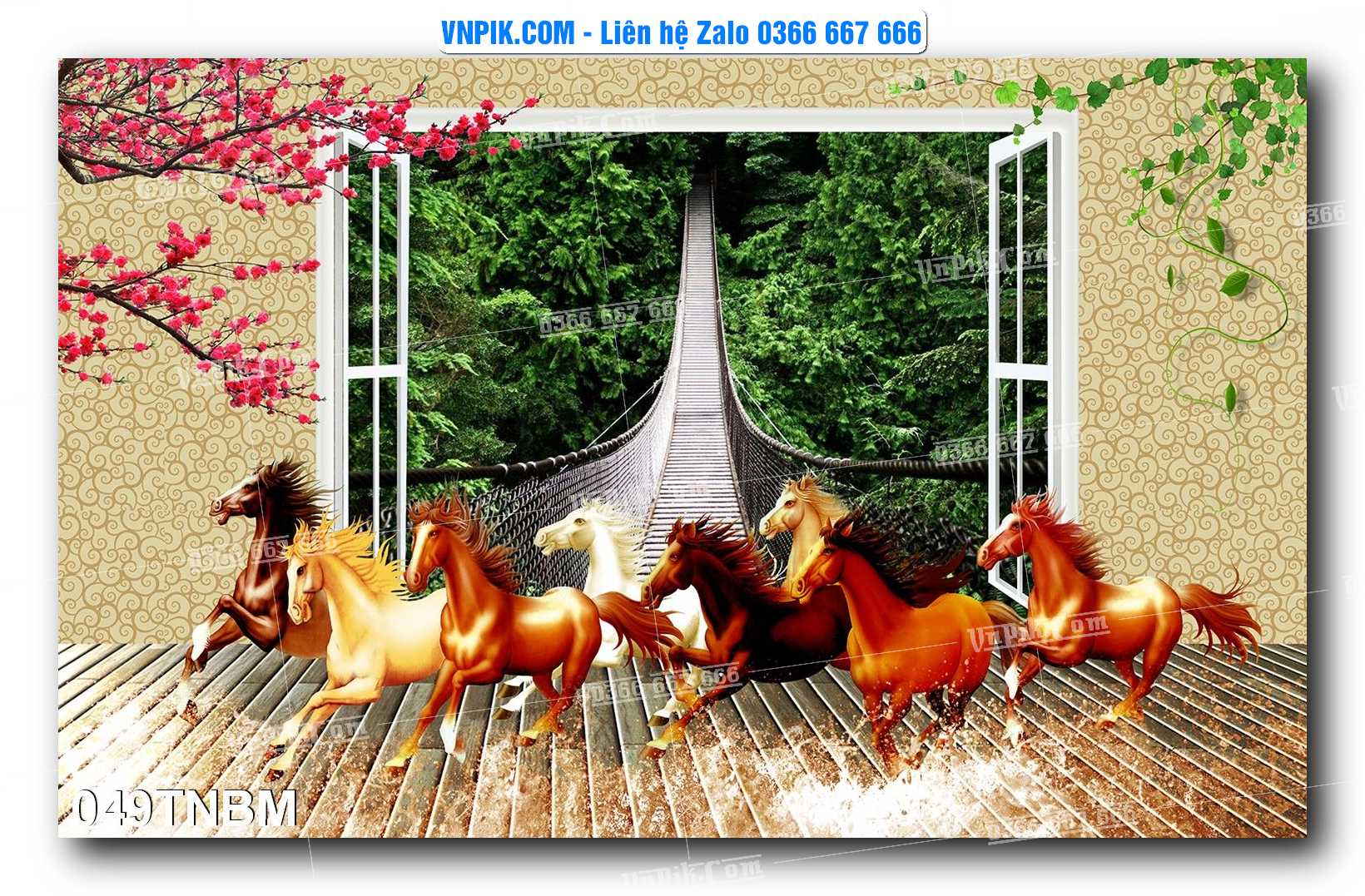 Tranh Ngựa Bát Mã – Mã Đáo Thành Công Mã File 049TNBM