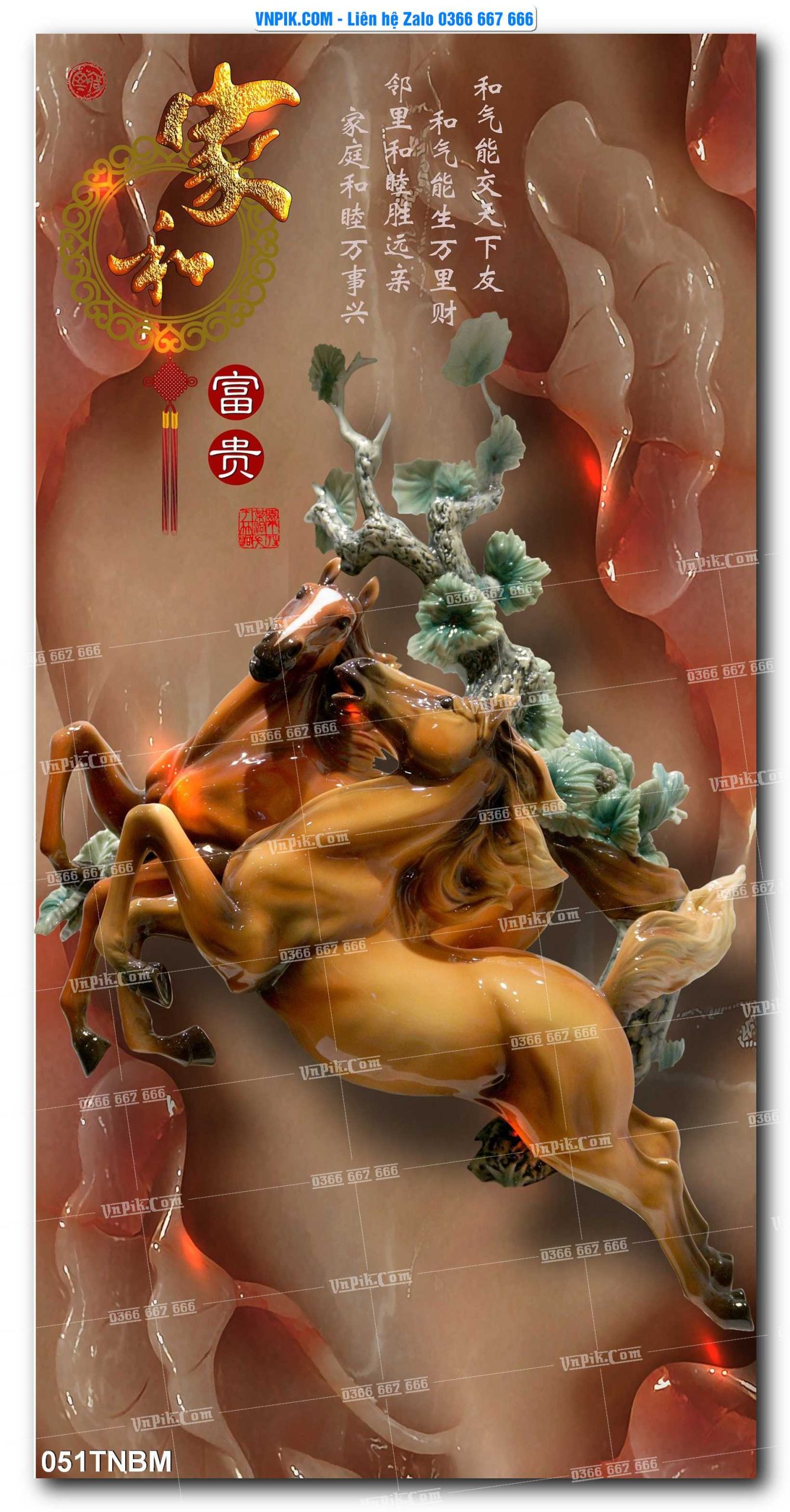 Tranh Ngựa Bát Mã – Mã Đáo Thành Công Mã File 051TNBM
